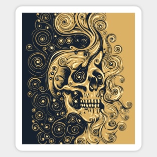 Human Skull Emblem Swirls Ornament colored Design Sticker